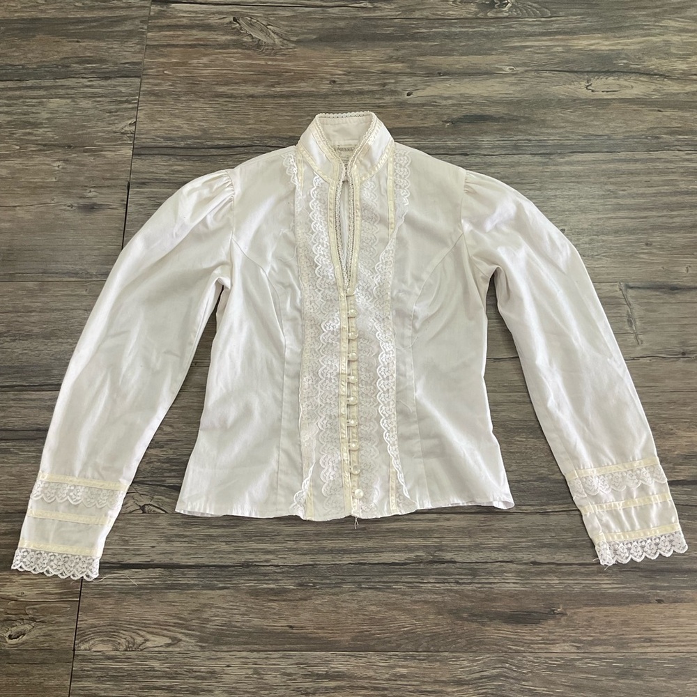 Vintage 1970s Gunne Sax Blouse Junior Sz 5